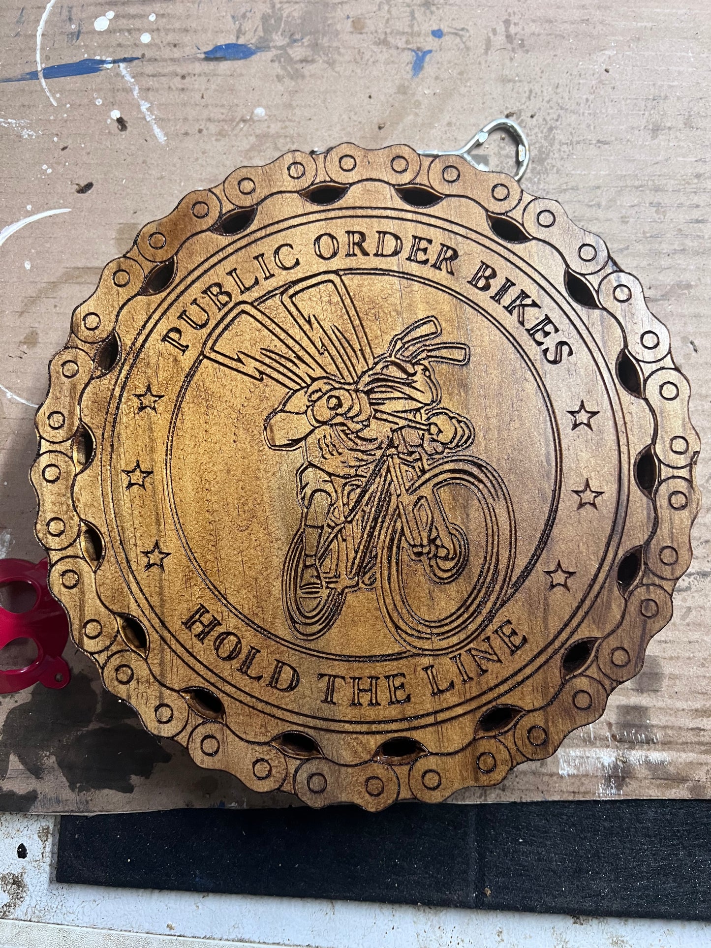 Public Order Bikes wooden plaque