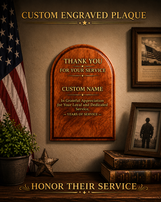 “Thank you for your service” wall art.
