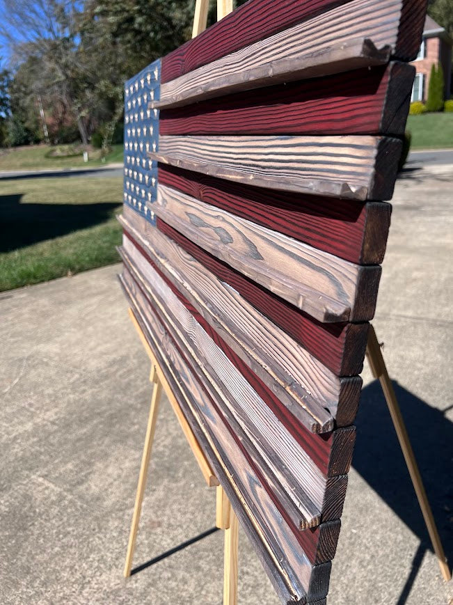 Shou Sugi Ban American Flag Challenge Coin Holder 19” x 37”