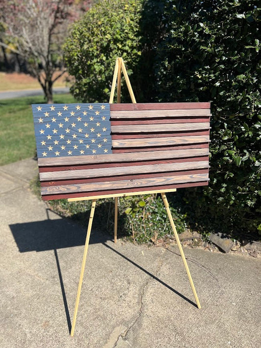 Shou Sugi Ban American Flag Challenge Coin Holder 19” x 37”